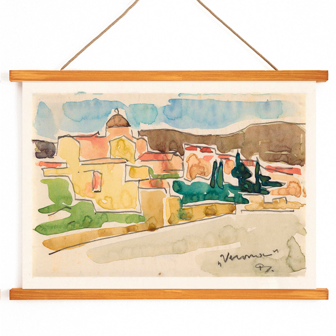 , with wooden magnetic frame on white background