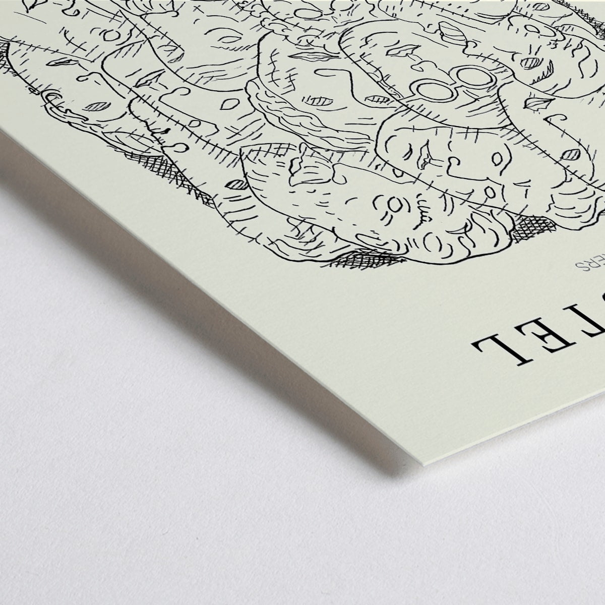 Closeup detail of Leo Gestel Maskers artwork and poster featuring abstract faces and post-impressionist style exhibited at Seibu Museum of Art Tokyo