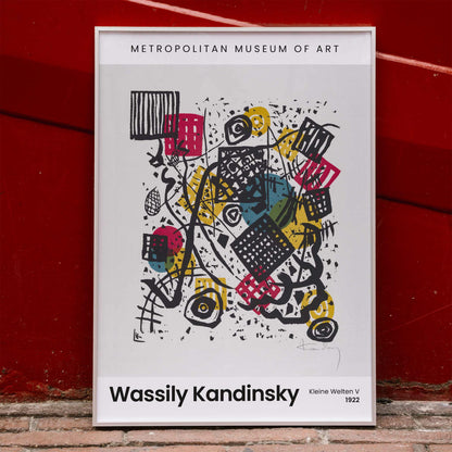 Abstract geometric composition with bold shapes and vibrant colors Kleine Welten V Small Worlds V by Wassily Kandinsky poster wall decor, framed and displayed in home decor