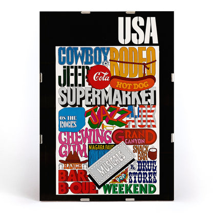 , framed and displayed in modern living room decor